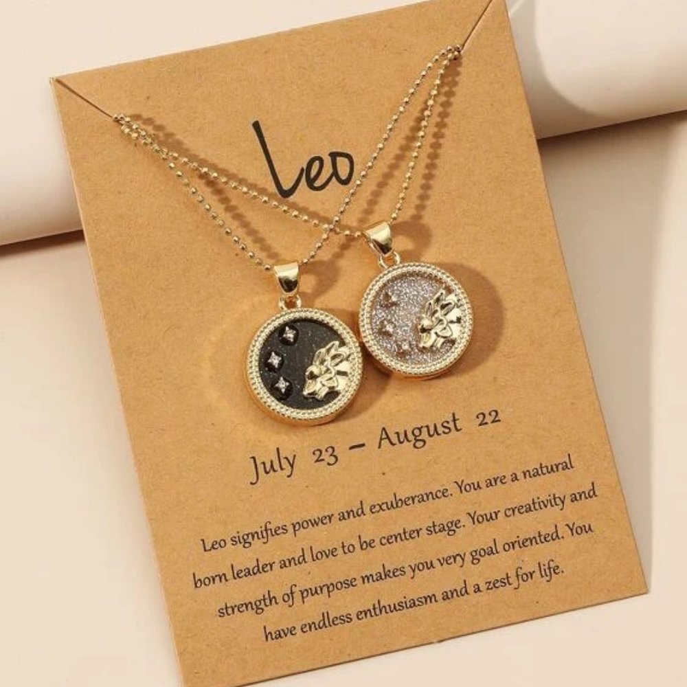 2pc Leo Zodiac Golden Necklaces